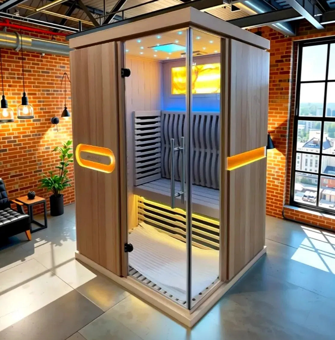 2 Person Indoor Wooden Sauna Far Infrared Sauna Room Make Beauty Modern Sauna Home Red Cedar