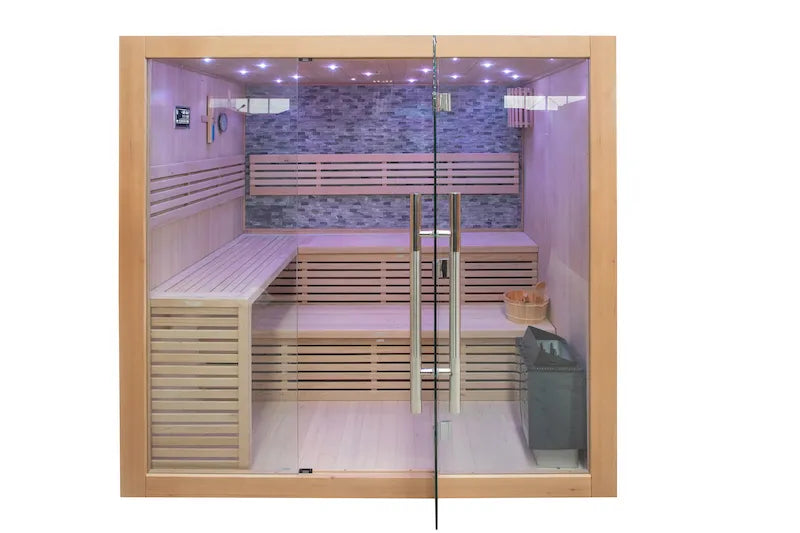 3 person dry steam wooden sauna