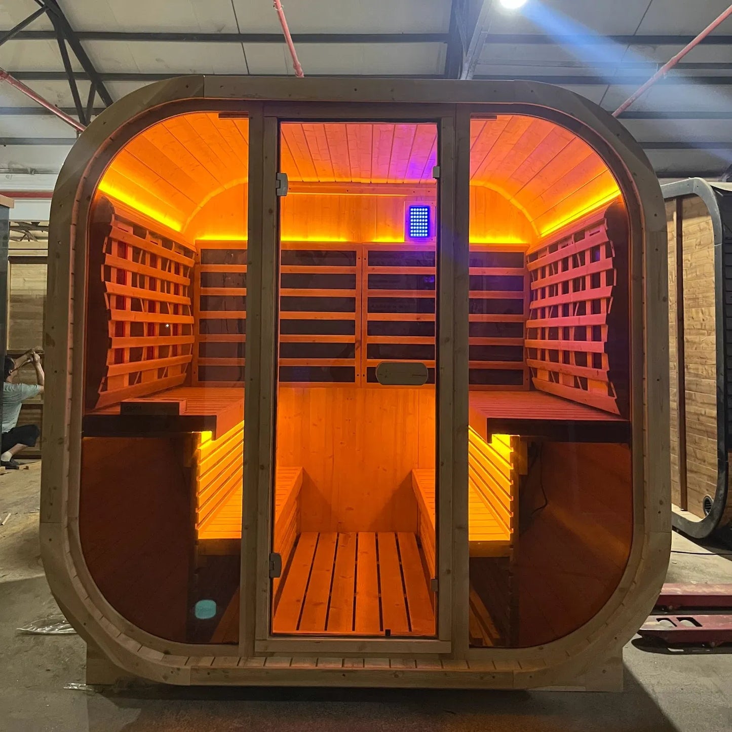 Outdoor Cube-Style Infrared & Steam Sauna Cabin