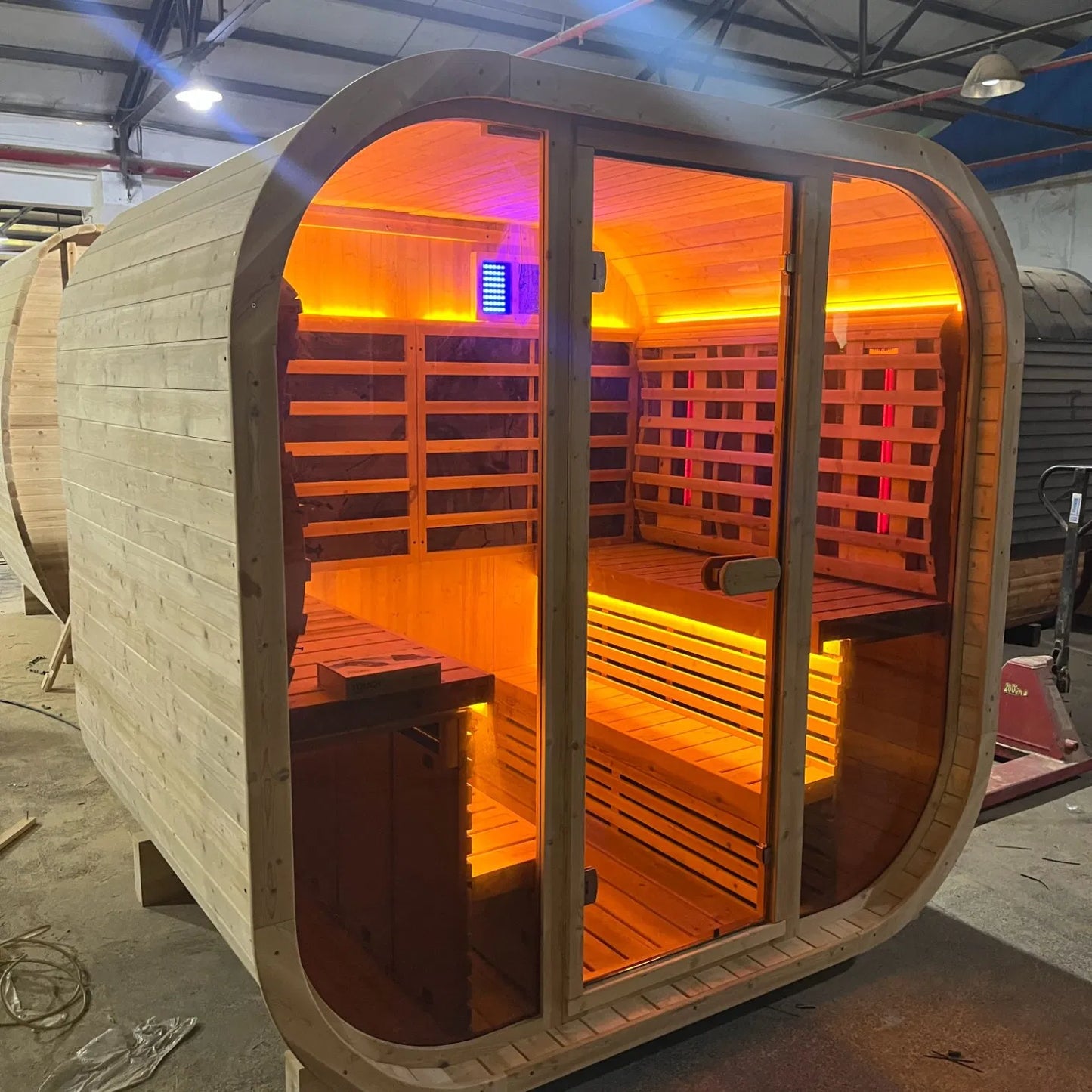 Outdoor Cube-Style Infrared & Steam Sauna Cabin
