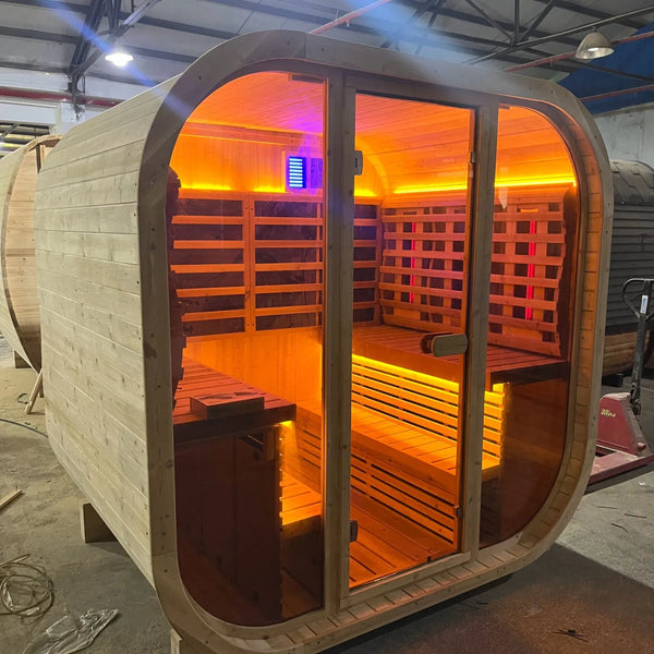 Outdoor Cube-Style Infrared & Steam Sauna Cabin