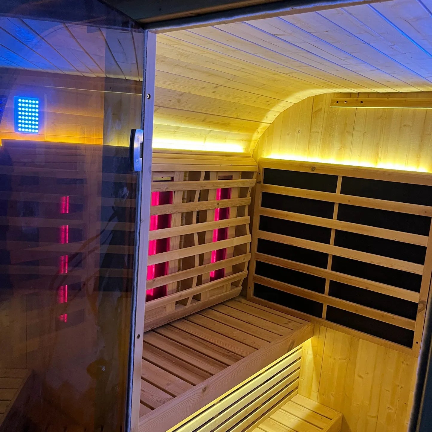 Outdoor Cube-Style Infrared & Steam Sauna Cabin